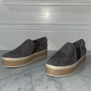 Grey suede flat sneakers